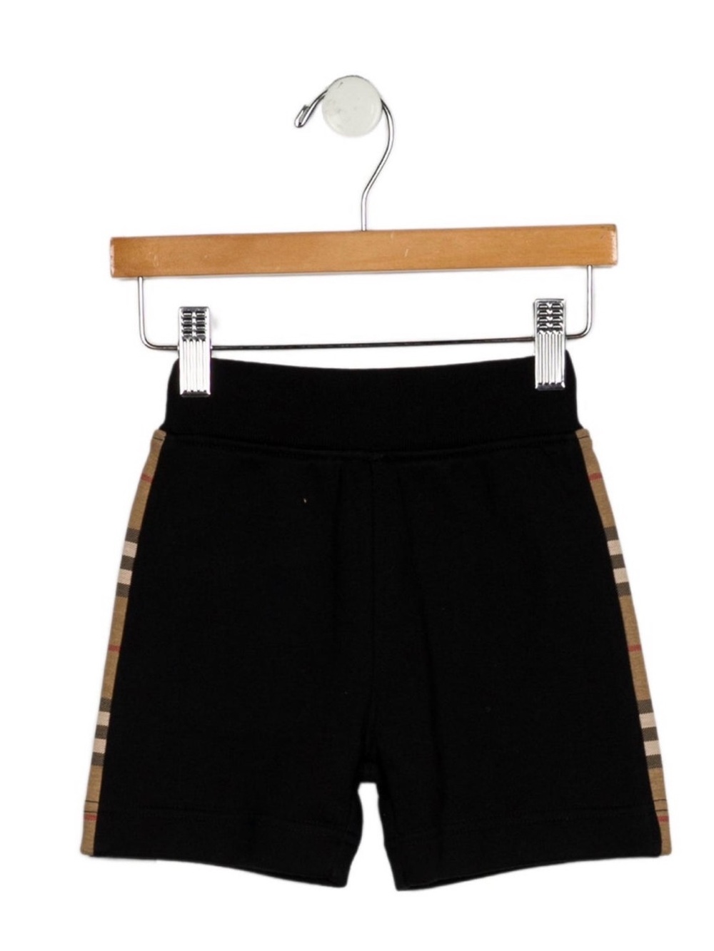 Burberry Black Kids Shorts with Signature Check Side Trim